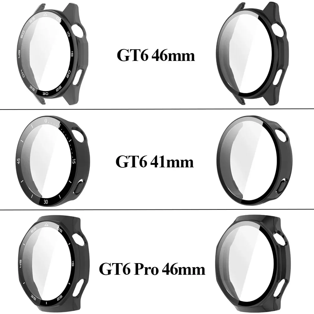 PC +Tempered Glass Case for Huawei Watch GT6 46mm Full Cover Screen Protector Bumper for Watch GT 6 41mm Protective Accessores