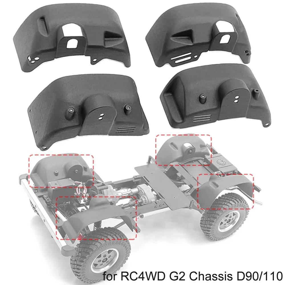 

4Pcs Nylon Wheel Cover for RC4WD D90 D110 G2 Chassis Body Shell Left Right Wheel Protective Case RC Model Cars Accessories