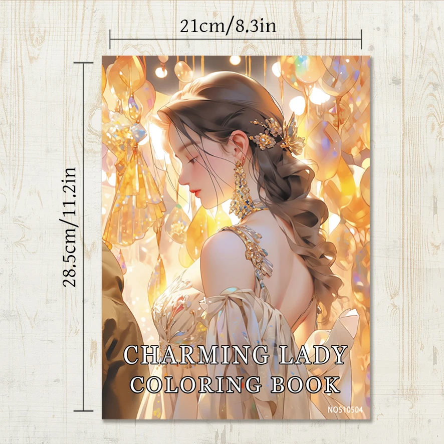 Beauty Coloring Book for Adults - 8.3 x 11.2 inches 22 pages character coloring book - helps relieve stress and emotions, positi