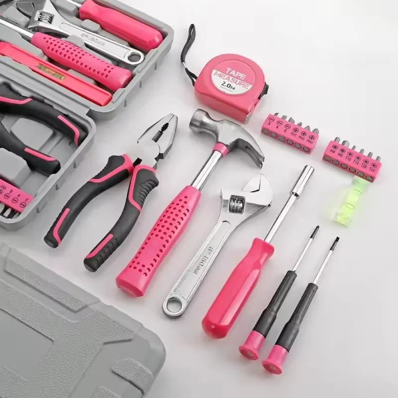 

Hi-Spec 15pc Pink Yellow Household Tool Set Home & Office Hand Tool Kit Gril Lady Women Home DIY Gift Tools Pliers Spirit Level