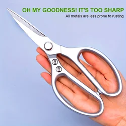 1pc Multi-Purpose Stainless Steel Kitchen Shears - Heavy-Duty Poultry Scissors with Comfortable Aluminum Alloy Grip for Food Pre