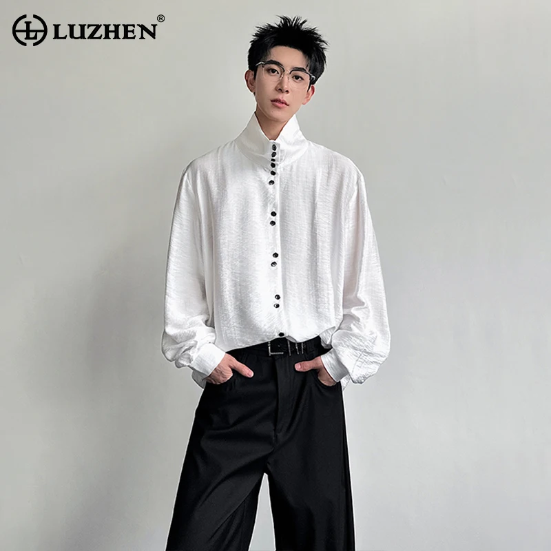

LUZHEN 2026 Spring Trendy Gentleman Solid Color Long Sleeve Shirts Men's High Quality Elegant Temperament Casual Clothes JY6235