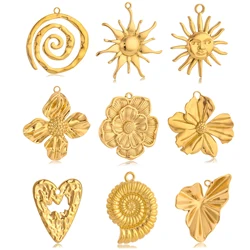 3Pcs Large Rose/Sun Flower/Spiral Round Circle Charms for Jewelry Making Supplies Stainless Steel Pendants DIY Earring Necklace