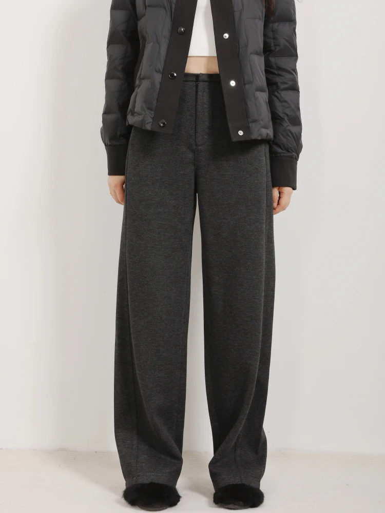 

Удобные теплые утягивающие брюки с высокой талией из шелковой шерсти, прямые повседневные брюки, женские зимние модные джинсы больших размеров