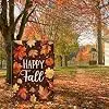 Heyfibro Happy Fall Garden Flag 12x18 Double Sided Burlap, Autumn Retro Maple Leaves Yard Flags for Thanksgiving Rustic Seas jjp