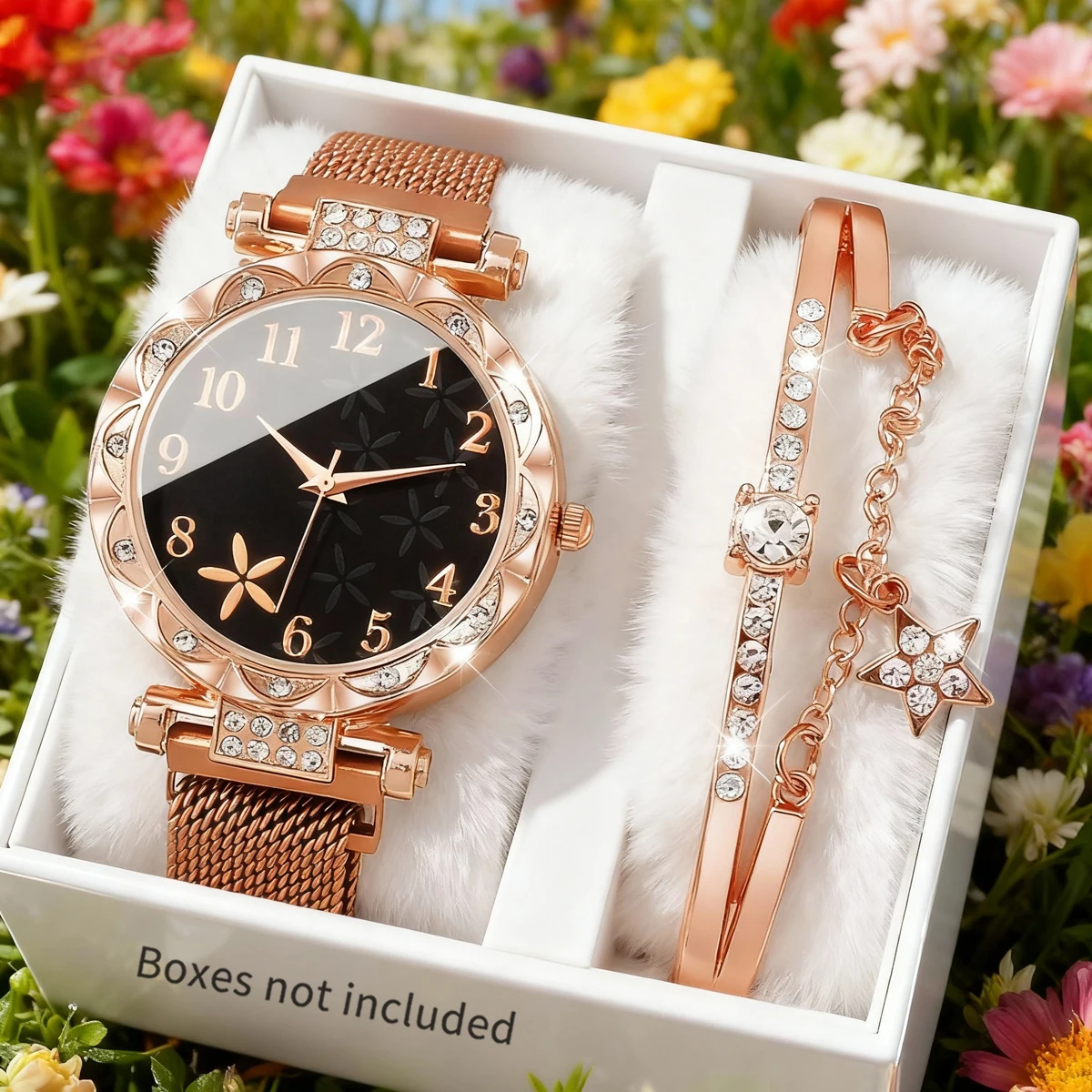 2-piece women's watch+accessory set, new fashionable watch+elegant accessories, the best choice for gift giving