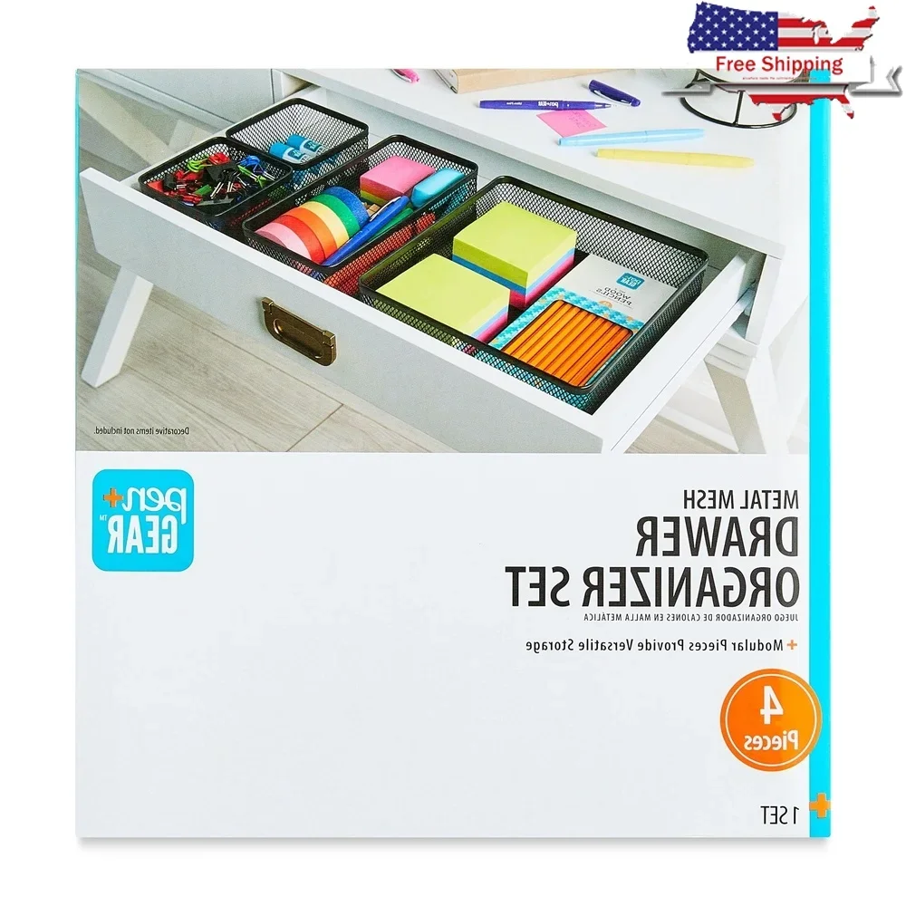 

Metal Desk Organizer Set Black 4 Pieces