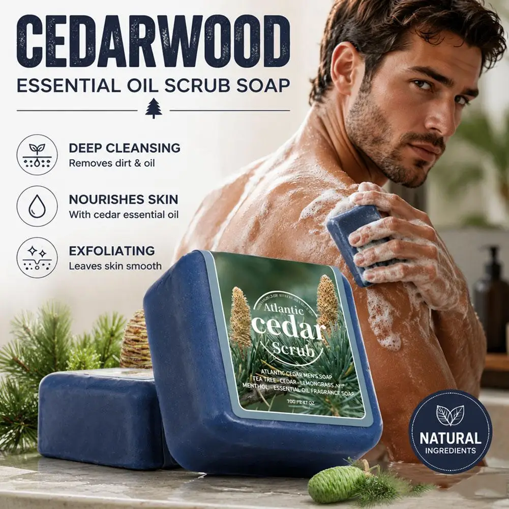 70g Body Scrub Soap for Men, Exfoliating Soap Bar Cleanses Smooths Revitalizes Skin, Handmade Moisturizing Nourish Natural Soap