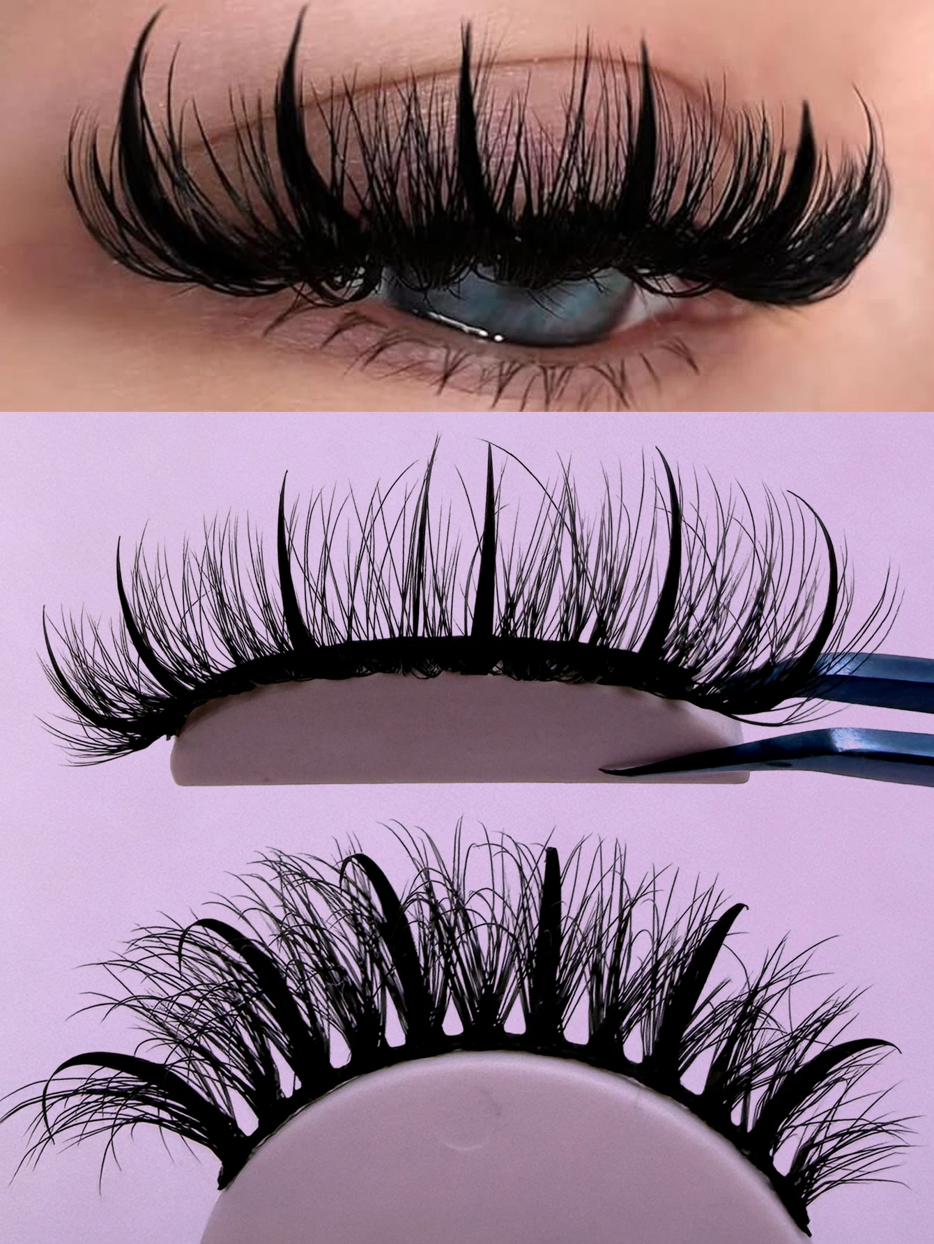 Neue 7 Paar Manga-Wimpern, natürliche Faux-Mink-Wimpern, spitz zulaufend, dicht, natürlich, volle Streifenwimpern, neue Make-up-Wimpern, flauschige Mink-Wimpern – Detail 8