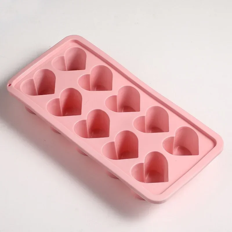 10 Holes Heart Shaped Ice Block Mold Summer Popsicle Maker Silicone Trays Pudding Candy Ice Cream Mold Refrigerator Supplies