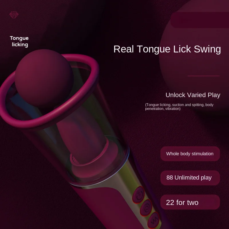 Luxury Multi-Frequency Tongue Licking Vibrator Realistic Swinging Tongue Masturbator Female Sexual Toy for Women