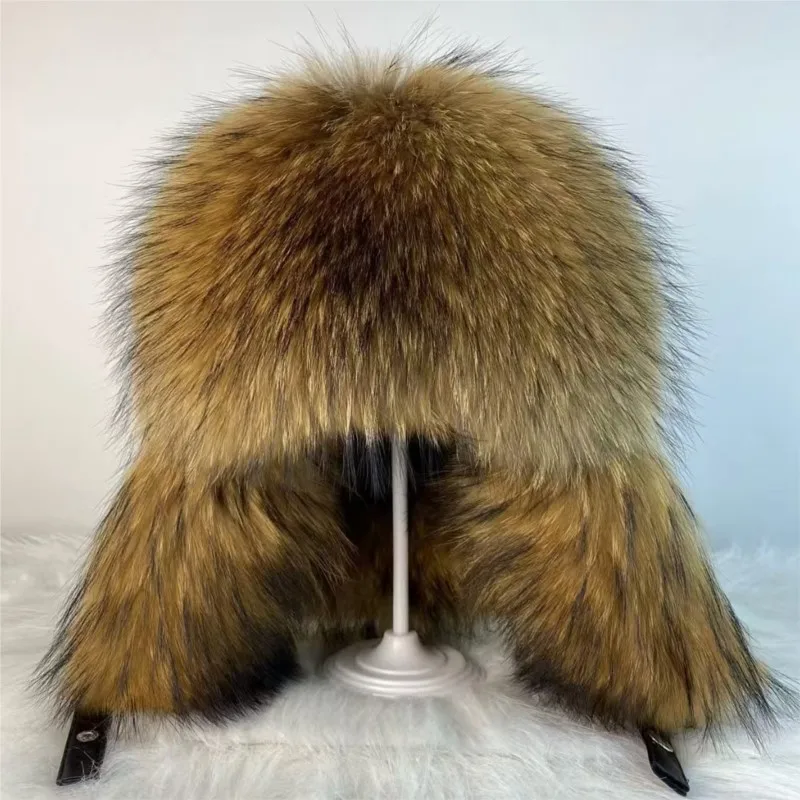 Men's warm hats fur middle-aged ear-protecting whole leather