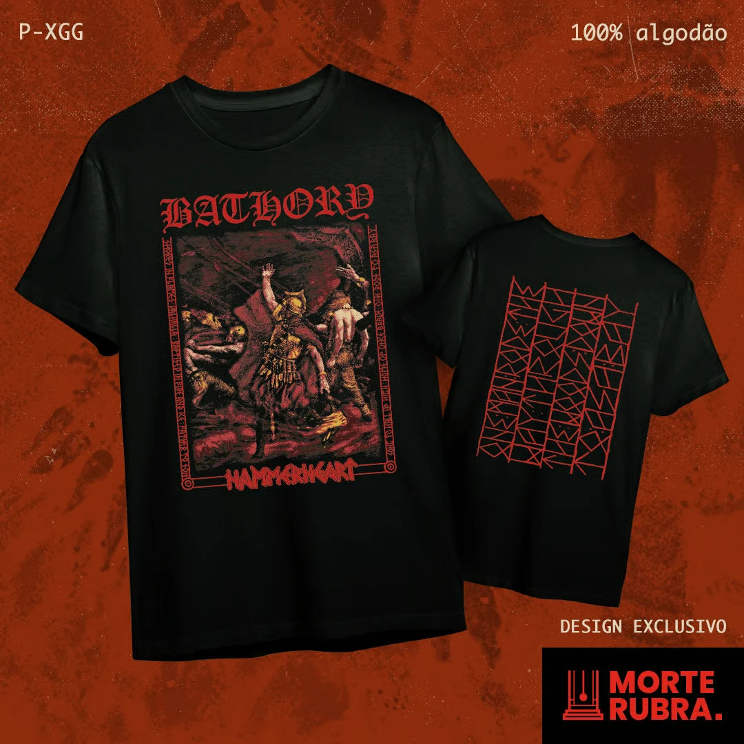 

Black Metal Band Bathory Global Tour Mercah T-Shirt Hammerheart 1990 Thrash Metal Black Metal Viking Metal Cotton Short Sleeve