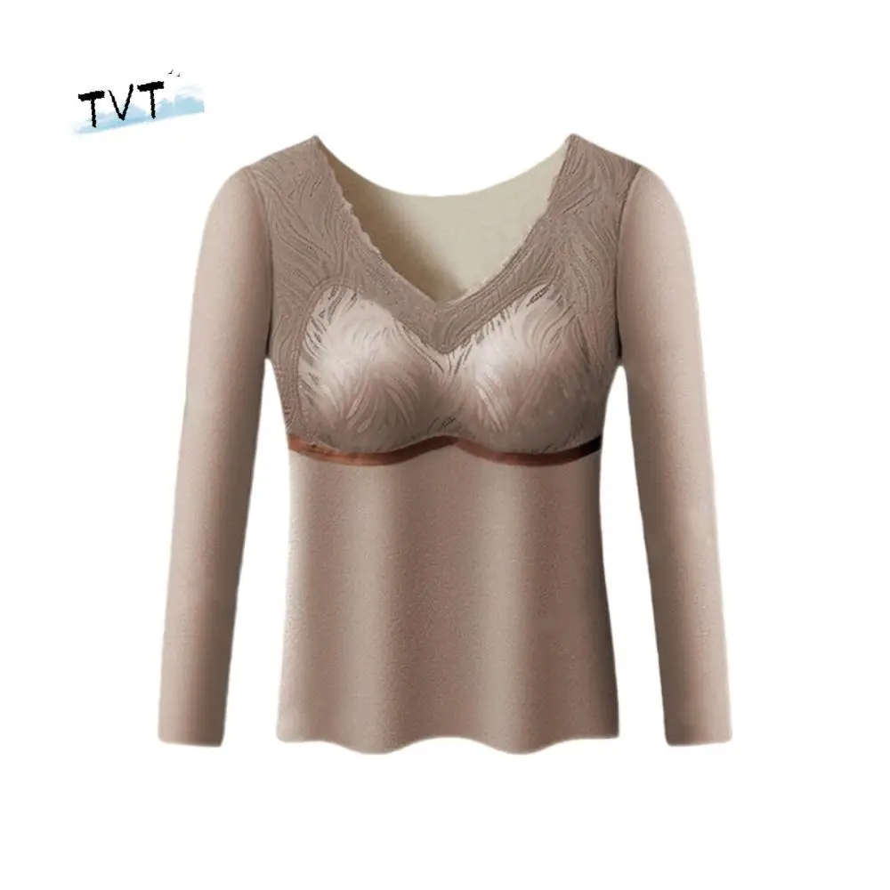 

High Elastic Large Size Women Thermal Clothes Warm Tops U Round Neck Thermal Underwear Invisible Lingerie Warmth Long Tops Lady