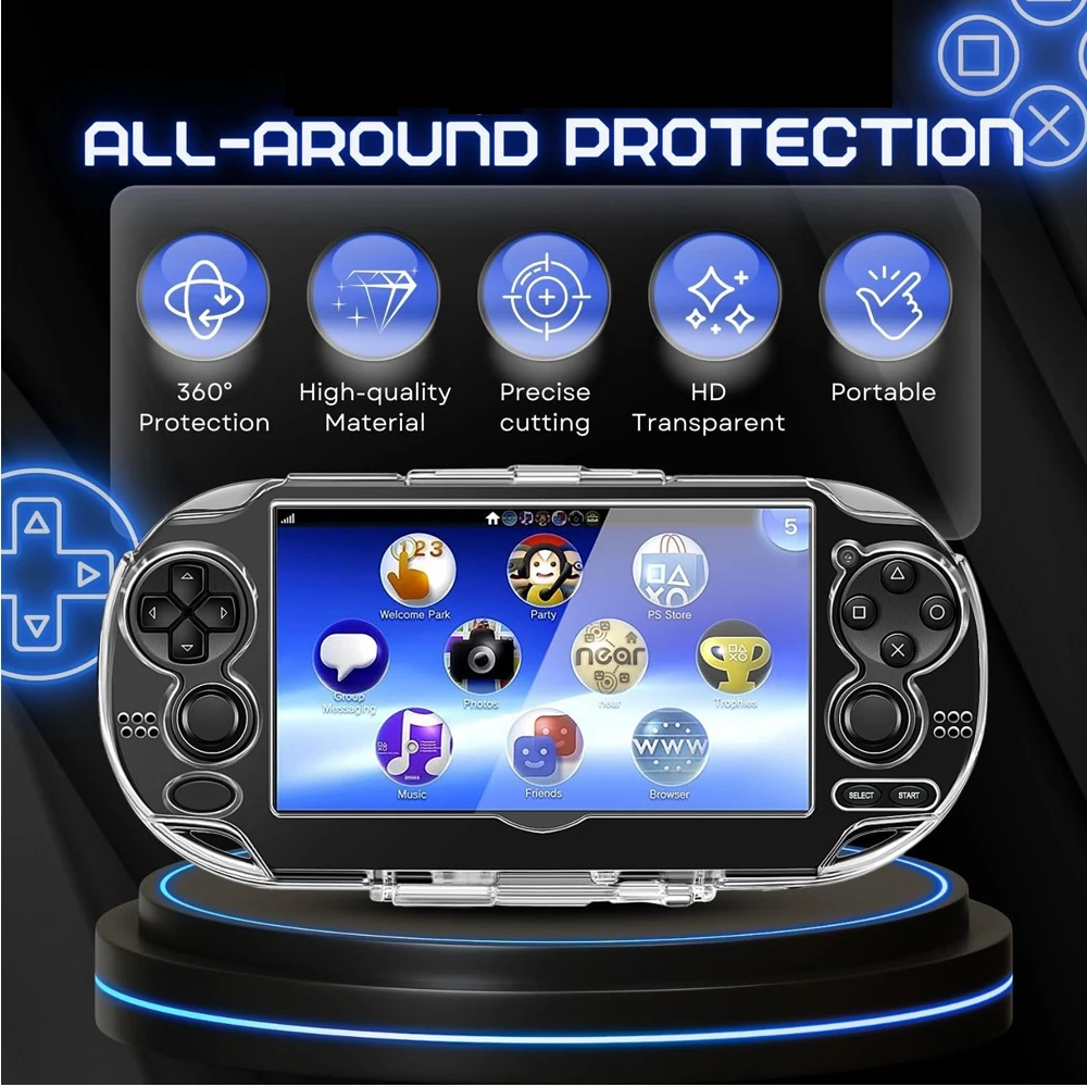 حافظة كريستال واقية لـ PS Vita 1000 محمولة شفافة من مادة البولي يوريثان الحراري غطاء كامل لملحقات Sony PSV 1000