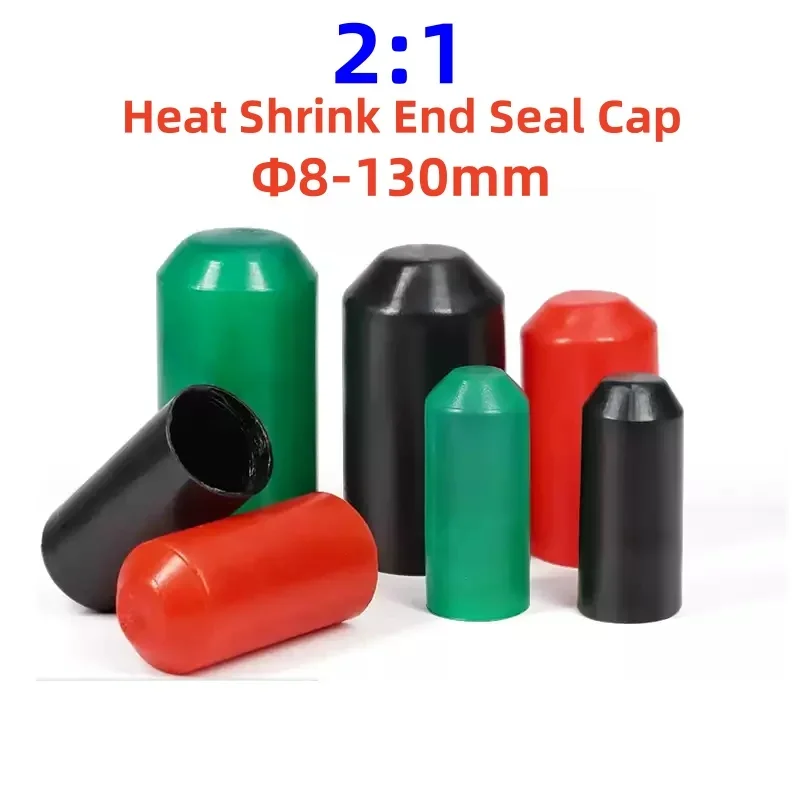 Black/Red/Green Φ8-130mm Warm Shrink End Cable Cap Heat Shrink Sealing Cap Insulated Wrap Wire Protect Cover Bottom Cable Sleeve