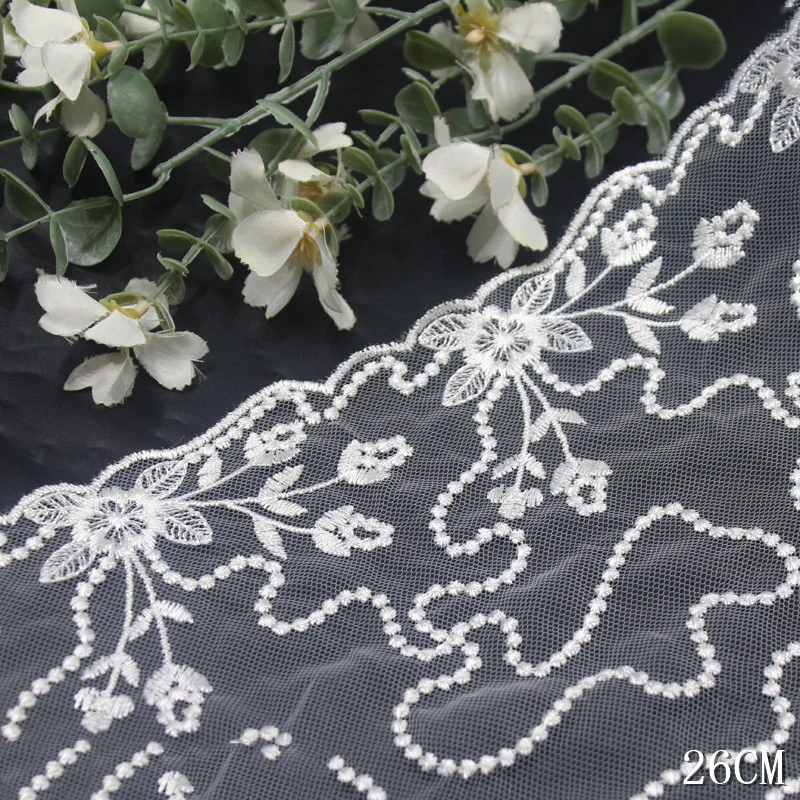 27Yds Two Tones Embroidery Lace Trim Lingerie Sewing Craft DIY Apparel Fabric Lace Dress Garment Accessory