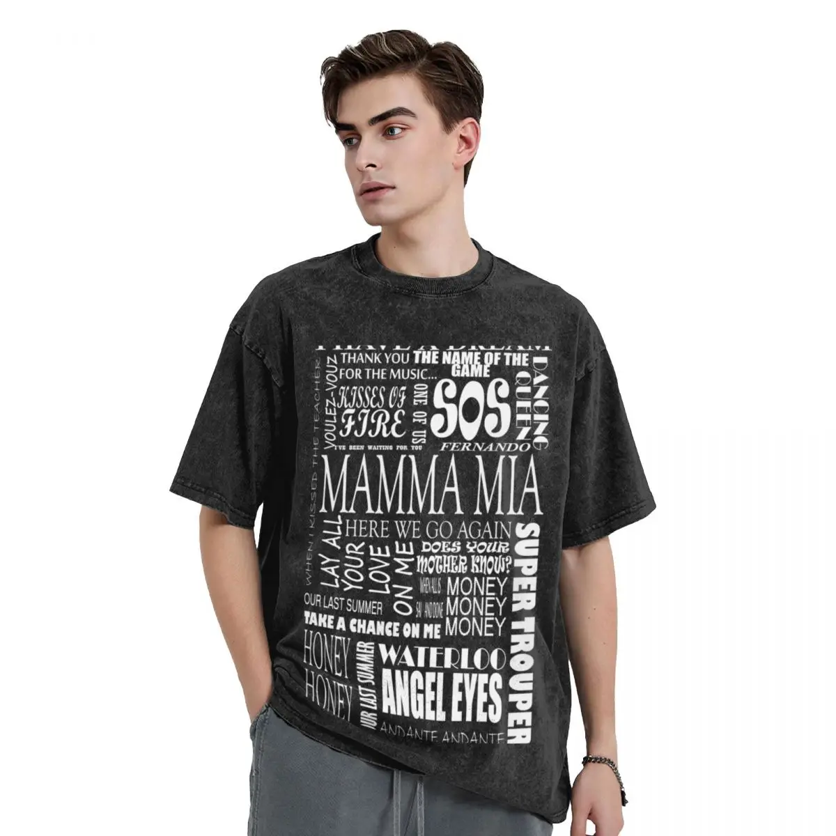 Mamma Mia words songs T-Shirt shirts graphic tees korean fashion street wear black t shirts for men