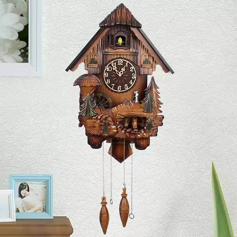 20 Inch  Wall Clock, Creative Stylish Quartz Clock for Living Room, Bird Chime Silent Timepiece