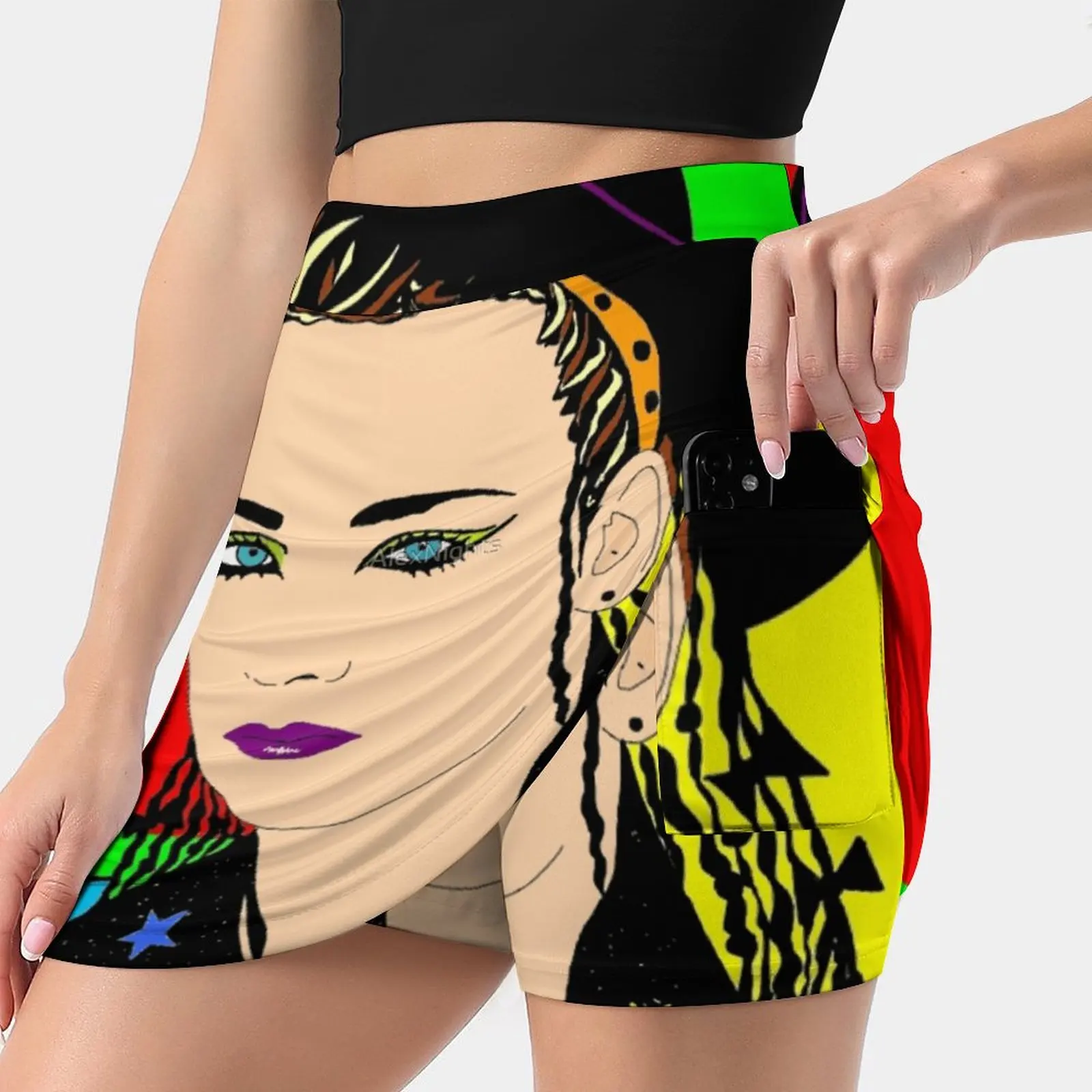 80 Plus Summer Women's shorts Skirt 2 In 1 Fitness Yoga Skirt Tennis Skirts Art Fashion Young Portrait Popart Modernart Music