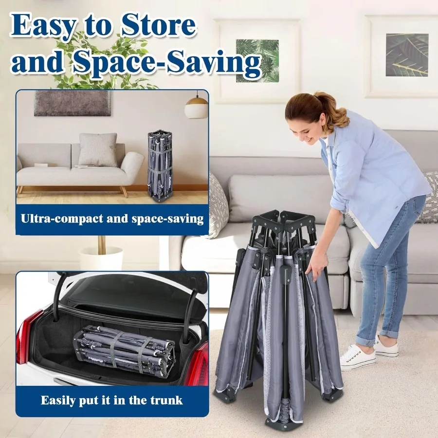 Cercadinho dobrável para bebês com tapete 50 "x 50" cercadinho dobrável para bebês e crianças, quintal de segurança resistente com portão portátil para crianças