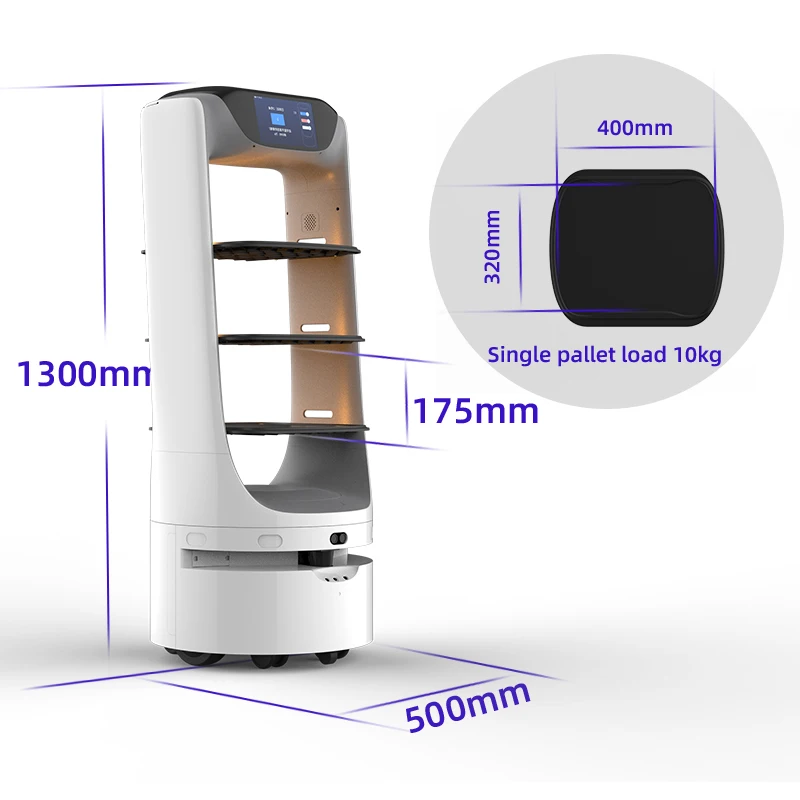 Autonomous Charging Hotel Use Electric Food Cart Intelligent Food Robot Servers In Restaurants