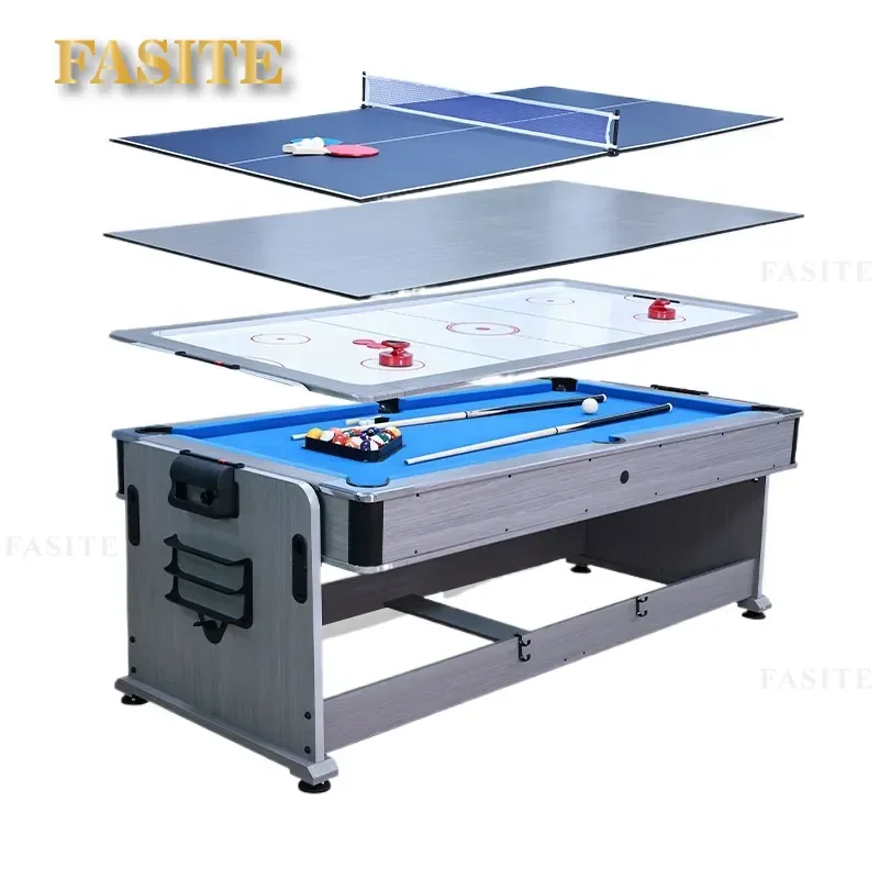 For 4-in-1 Multi Game Table Billiards Air Hockey Pong Dining Combo Wood Furniture Home Entertainment Space Saving