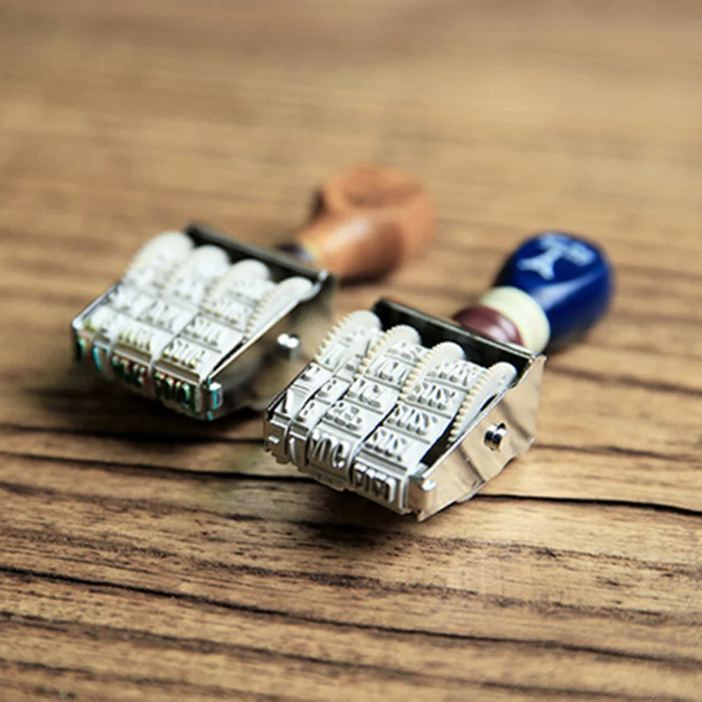 

2Pcs Retro Wood Stamps Date Roller Seal for Scrapbooking DIY Scrapbook Diary Card Craft Supplies Gift Ink Not Included