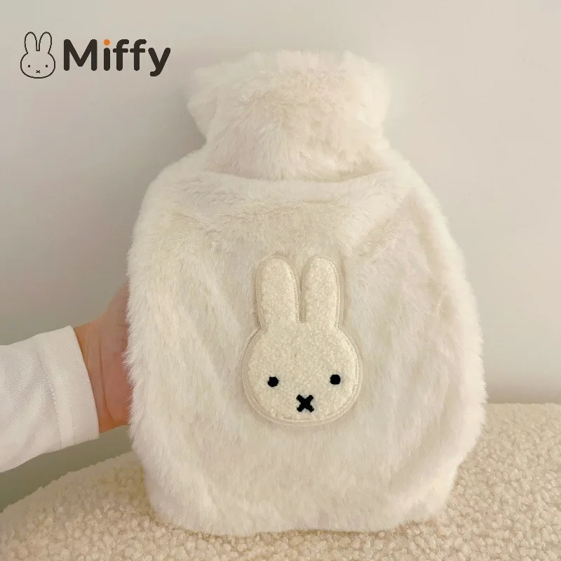 Cute Miffy Rabbit Hot Water Bottle Plush Cover Hand Pocket Water Filled Heat Pack Belly Warm Compress Hand Warmer Winter Weather