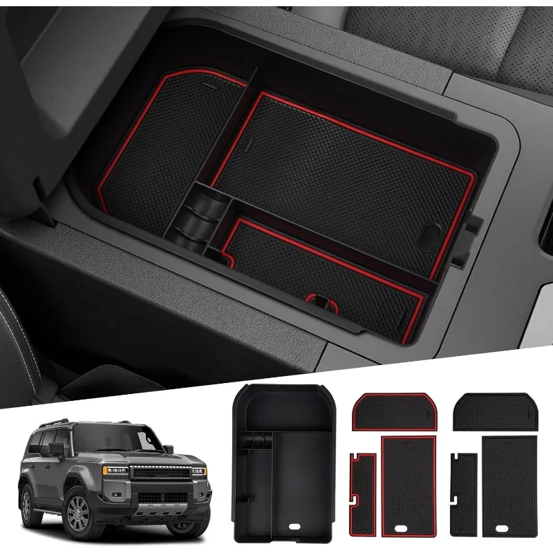 

Center Console Organizer for 2024 2025 Toyota Land Cruiser 250 Accessories Armrest Storage Box Secondary Insert Tray with 2 Colo