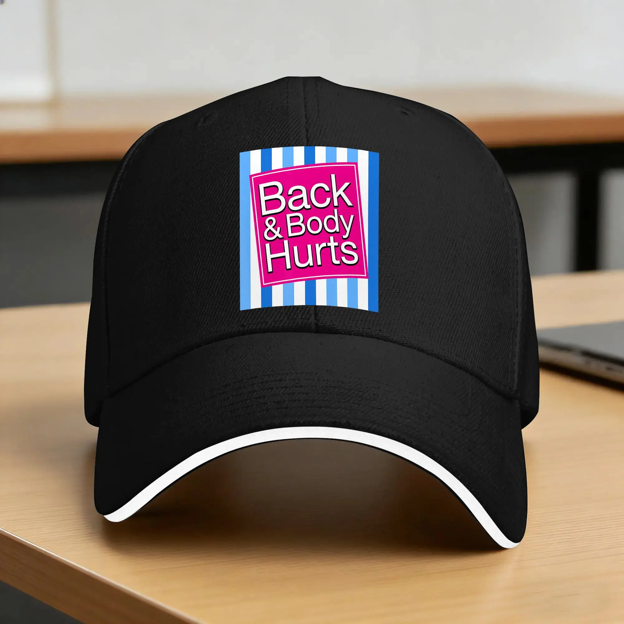 Back Body Hurts Funny Sore Aches Pain Humor Sun Baseball Cap  Summer Stylish Hip Hop Hats For Men Hunting Camping Snapback Cap
