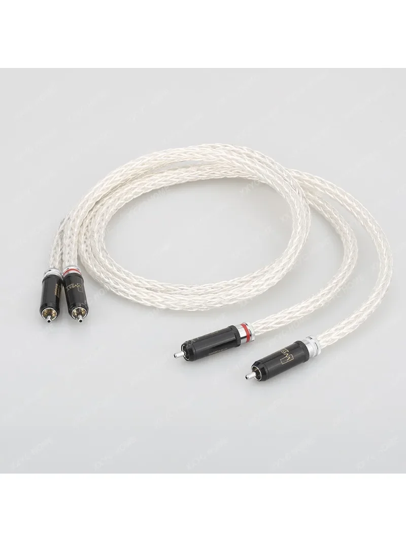 Hi-End 8AG Silver Plated OCC 16 Strands Audio Cable With WBT RCA Plug Cable HIFI 2RCA TO 2RCA Cable