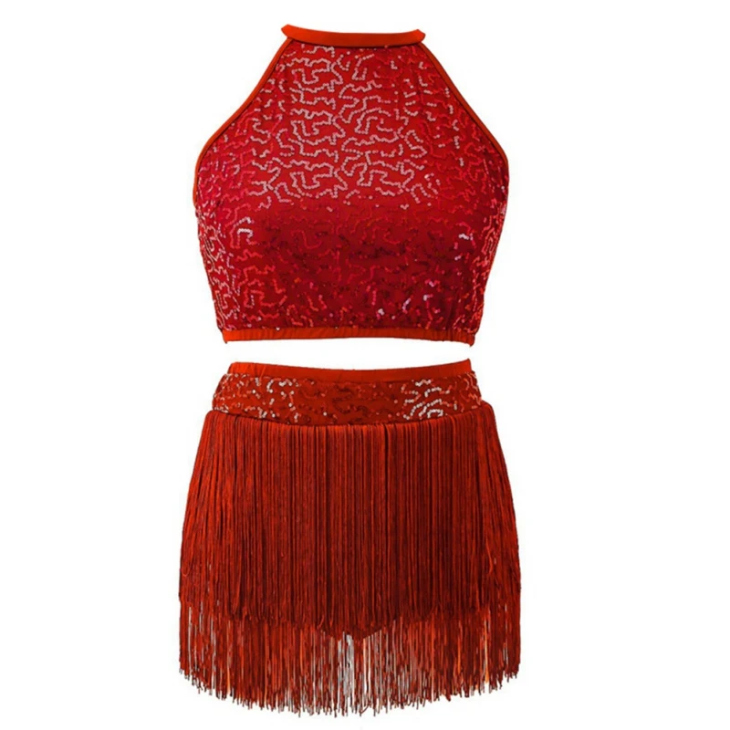 Latin Dance Dress Professional Competition Performance Training Clothing Women/Kids New Sequins Tassel Costume Rumba