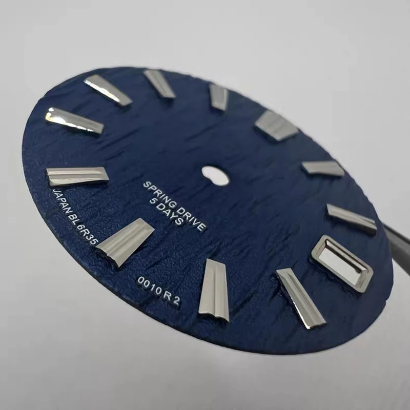 28.5Mm NH35 Dial GS Logo Dial Pola Gelombang Cocok untuk NH35/NH36 Gerakan Otomatis Garis Vertikal Aksesori Jam Tangan