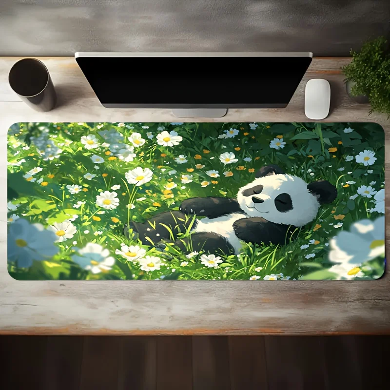 CIFBUY Large Gaming Mouse Pad Sleeping Panda Flower Bush Non-slip Washable Rubber Base Oversized Desk Mat Office Computer Decor
