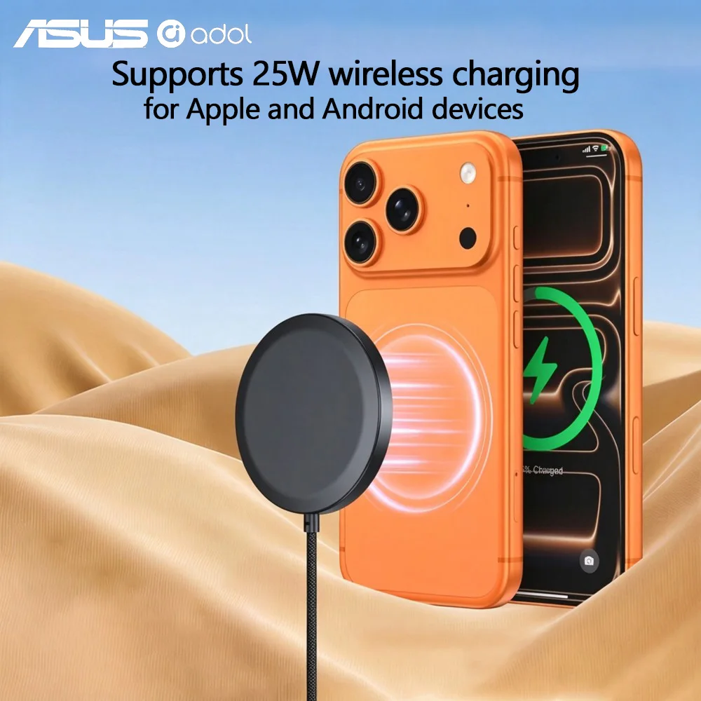 ASUS Magnetic Wireless Charger 25W PD Fast Charging Ultra‑Thin Lightweight Strong Adsorption For Qi Android iPhone Devices view 2