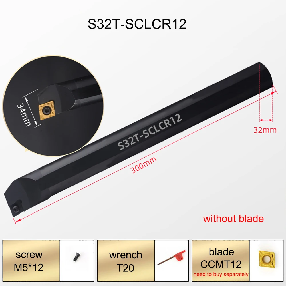 1PC S20R S25S S32T SCLCR12 Internal Turning Tool Lathe Boring Bar Tool Holder For CCMT120408 Carbide Insert
