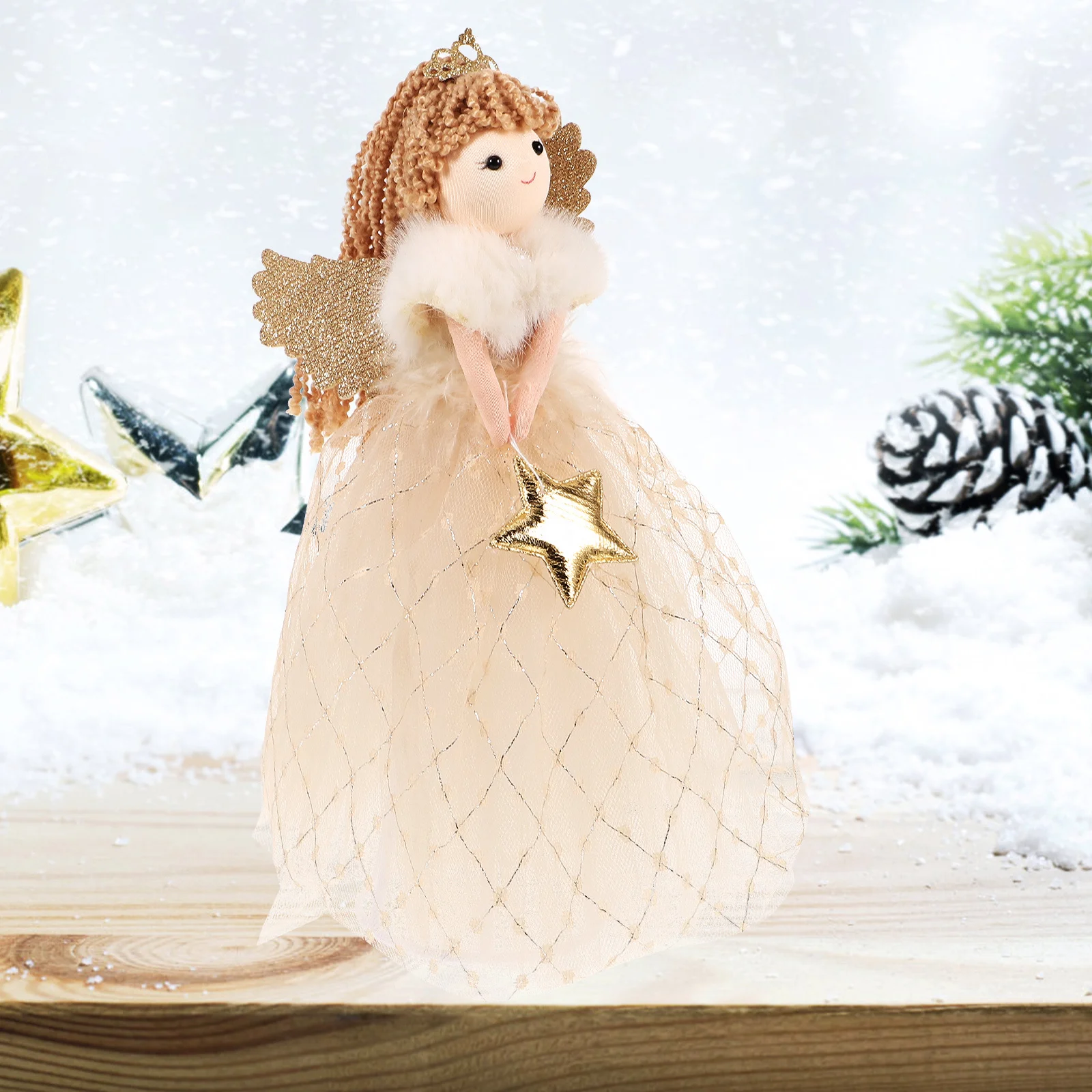 

Angel Christmas Tree Topper Decoration for Indoor Outdoor Festive Home Garden Shelf Car Display Pendant Xmas Ornament