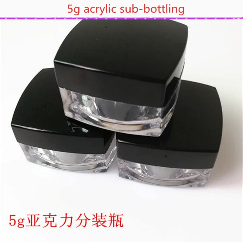 10/30/50pcs 5g Empty Jar Powder Box Square Cream Packing Bottle Black Cover High-grade Acrylic Transparent Cosmetic Container