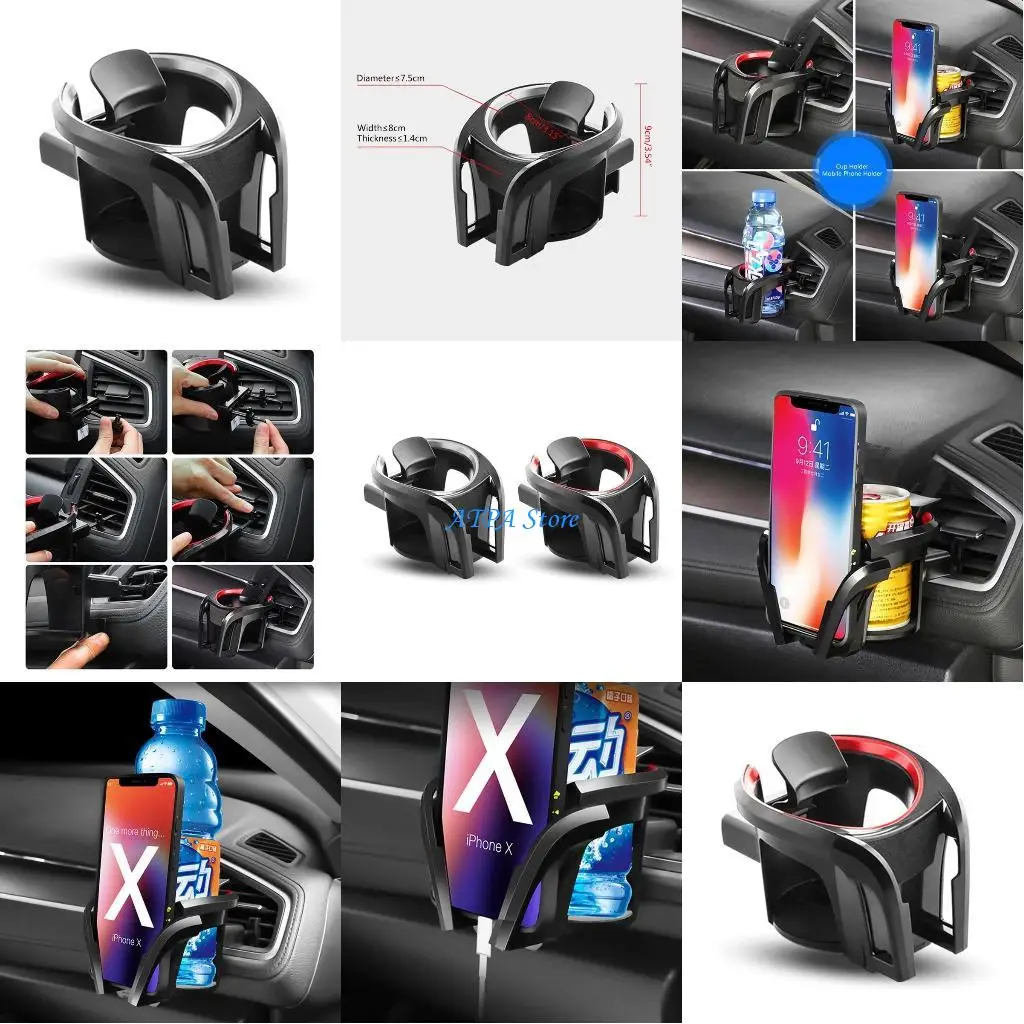 

U13C Auto Cup Mount Drink Holder Barrel Air Vent Milktea Beverage Coffee Holder Stand Adjustable