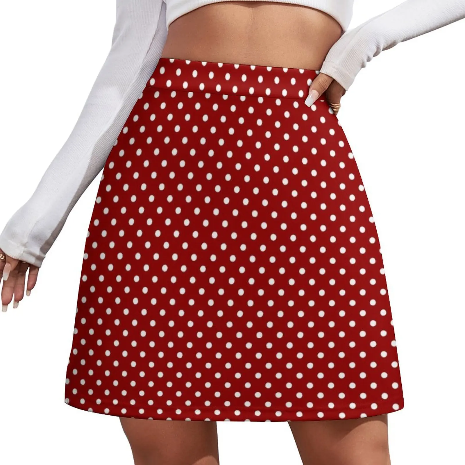 

Adorable Red and White Polka Dot Pattern Mini Skirt skirts women summer 2025 short skirt for women Mini Skirt