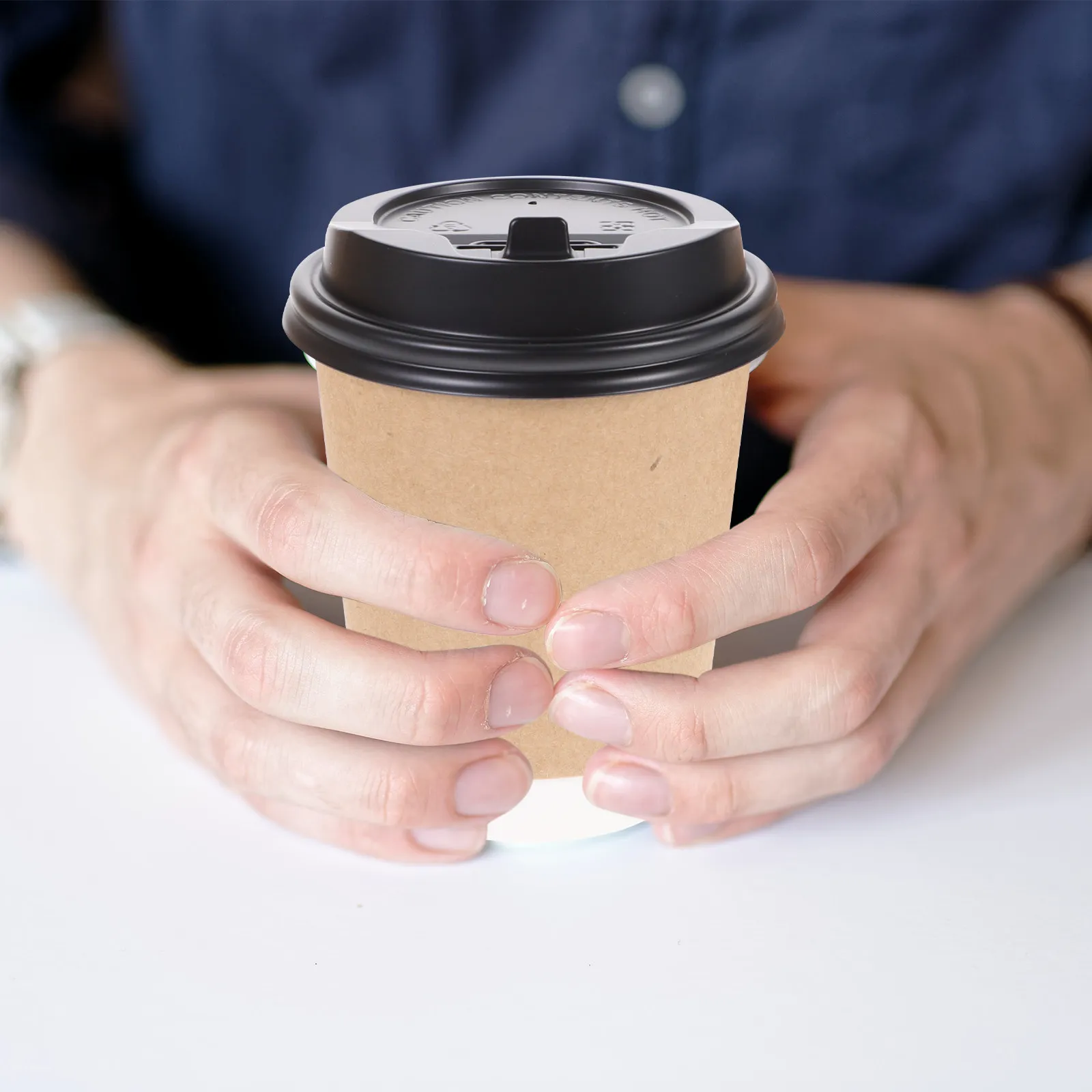 1Set Double-Wall Kraft Paper Cups Safe Healthy Disposable Beverage Cups for Home Restaurant Party Shower Banquet Holiday