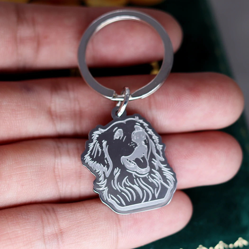 Pet Charms Pyrenean Mauntain Dog Keychain for Kids Gifts Stainless Steel Pendant Jewelry Lucky Car Key Rings Deco Accessories