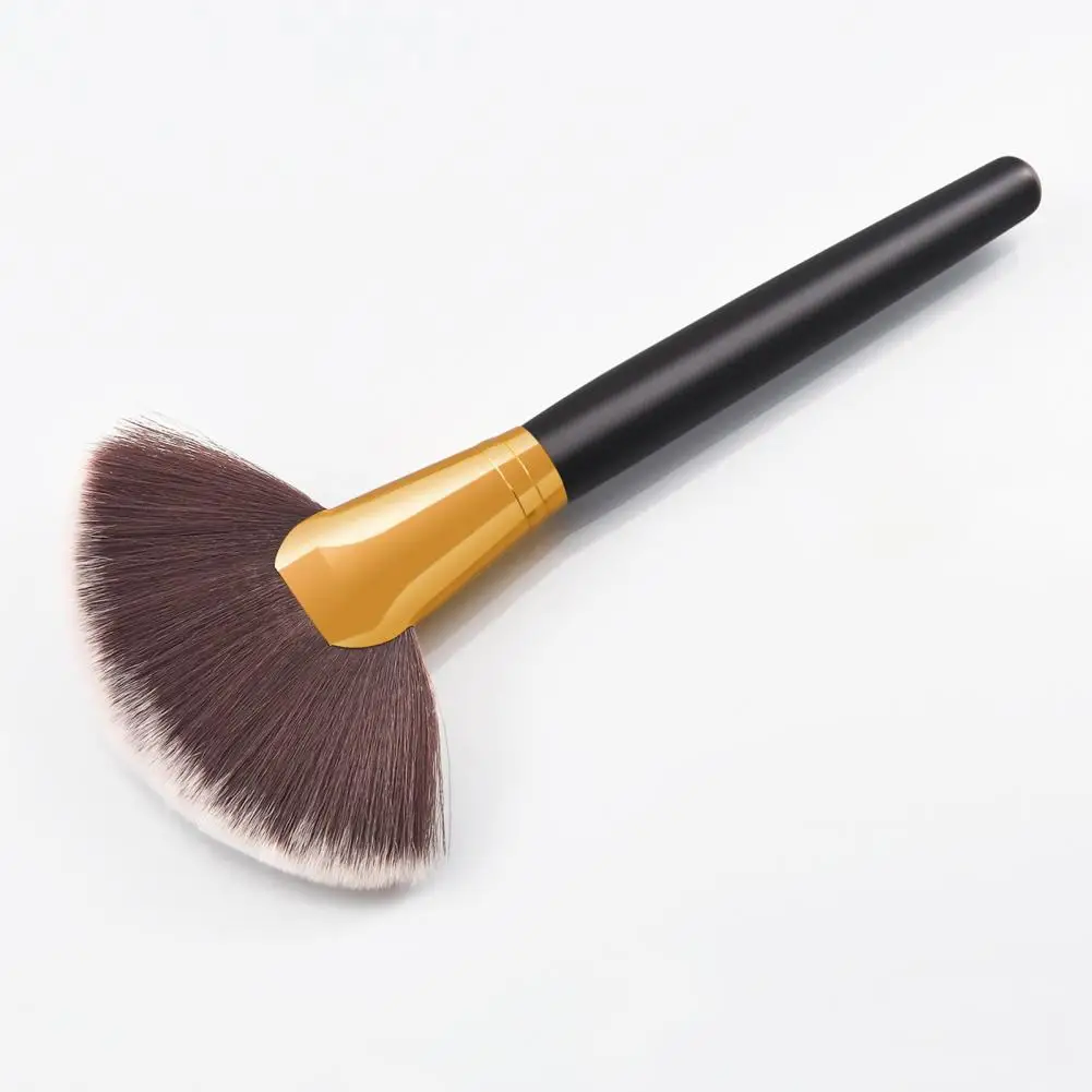 Loose Powder Brush Easy to Clean Reused Soft Comfortable Eco-friendly Makeup Tool Golden Color Tube Large Fan Finishing Powder