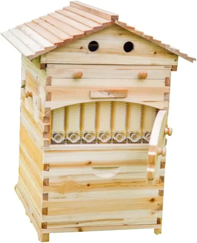 2023 Hot Sale Wooden Bee Hive Box Low Price Honey Automatic Auto Self Flowing Beehive With Honey Harvesting