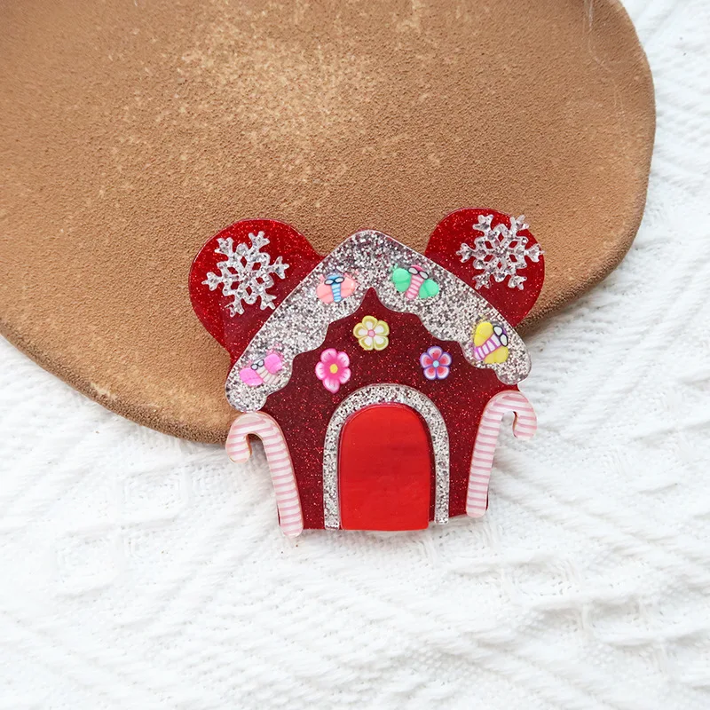 Acrylic Cute Candy House Brooch Cartoon Pins Badges Bags Clothes Decoration Christmas Festival Party Gifts