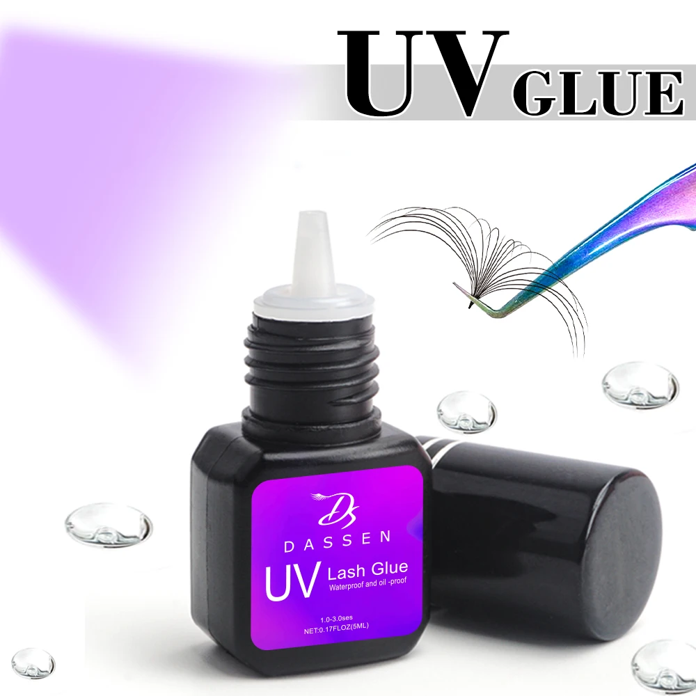 DASSEN pegamento UV para extensiones de pestañas, 5ml, larga duración, secado rápido, 1S