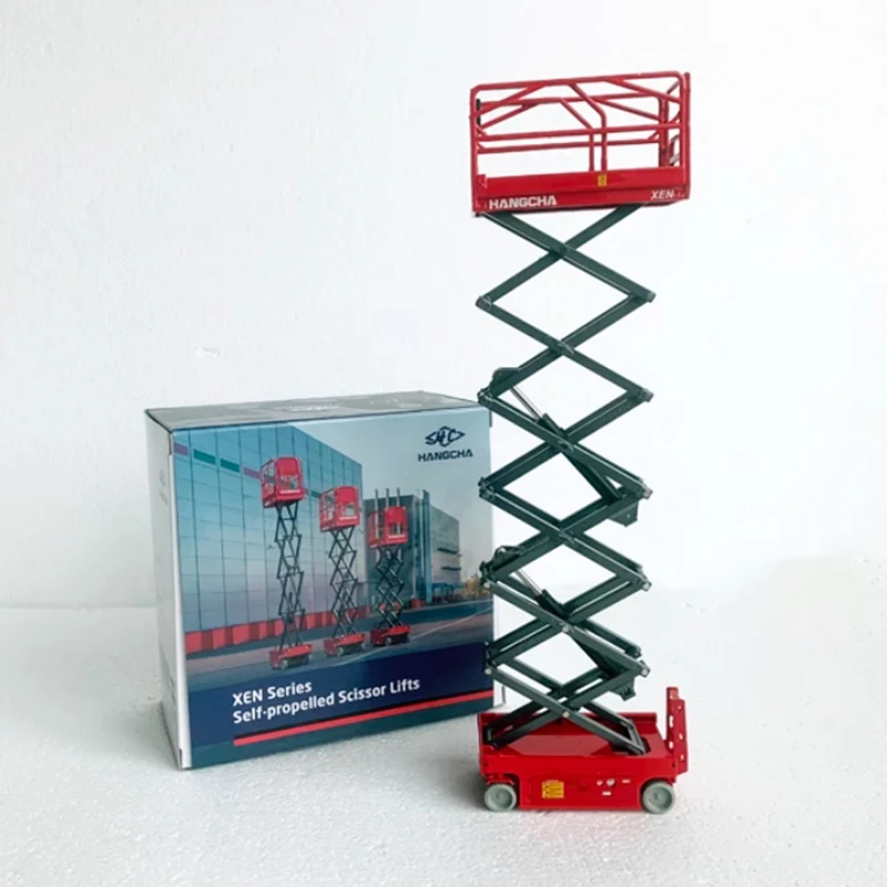 Diecast 1:30 Scale Hangcha 140XEN Self-propelled Scissor Lifts Alloy Engineering Vehicle Model Collection Souvenir Ornaments