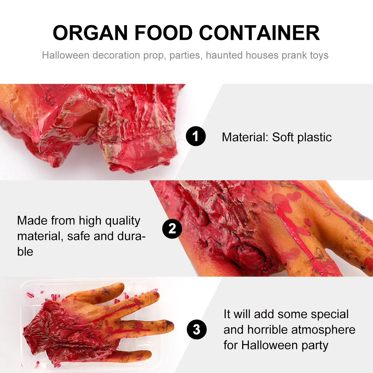 

Abaodam 1pc Organ Lunch Box Halloween Party Toy Bloody Hand Prop Human Body Parts Simulation Decor Supplies Novelty Gift