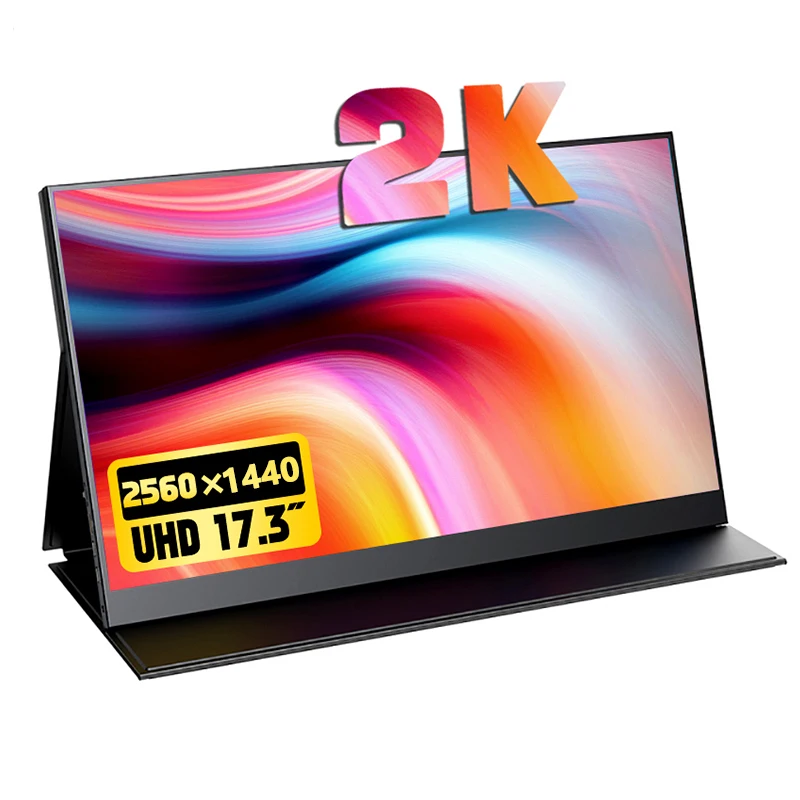 2K 16/17.3 Laptop Monitor Gaming portabel resolusi 2560*1440 100% SRGB USB Mini HDMI Port menghubungkan PC ponsel pintar XBOX PS34